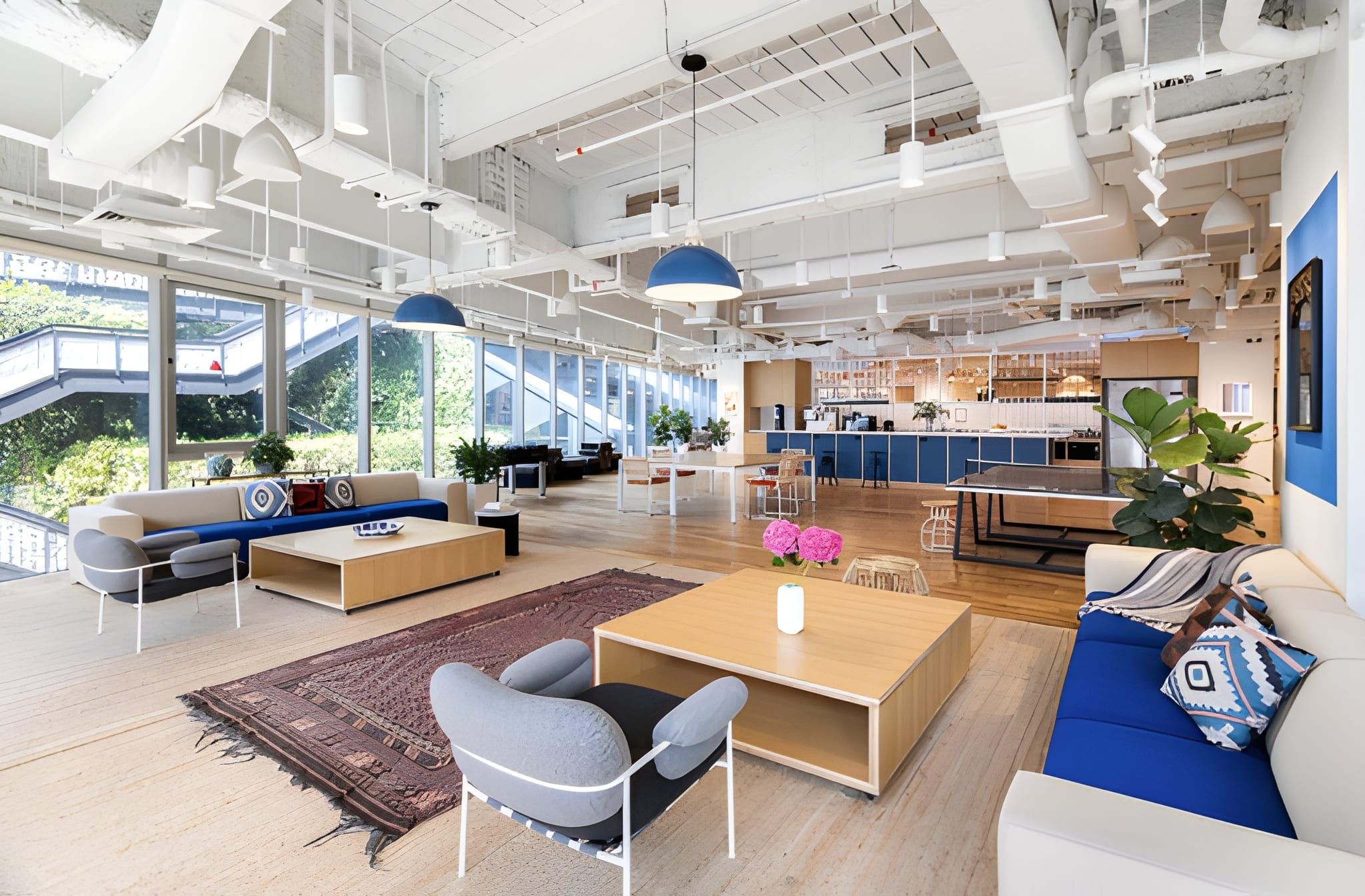 Modern coworking office interior with stylish setup